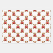 Cute teddy bear holding red hearts valentine ラッピングペーパーシート (正面3)