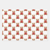 Cute teddy bear holding red hearts valentine ラッピングペーパーシート (正面2)