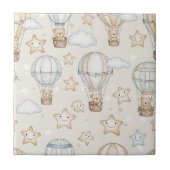 Cute Teddy Bear Hot Air Balloon Neutral Pattern 1 タイル (正面)