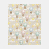 Cute Teddy Bear Hot Air Balloon Neutral Pattern 1 フリースブランケット (正面)