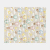Cute Teddy Bear Hot Air Balloon Neutral Pattern 1 フリースブランケット (正面(横))
