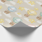 Cute Teddy Bear Hot Air Balloon Neutral Pattern 1 ラッピングペーパー (角)