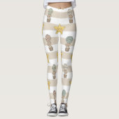Cute Teddy Bear Hot Air Balloon Neutral Pattern 1 レギンス (正面)