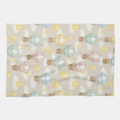 Cute Teddy Bear Hot Air Balloon Neutral Pattern 2 キッチンタオル (横)