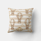 Cute Teddy Bear Hot Air Balloon Neutral Pattern 2 クッション (裏面)