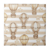 Cute Teddy Bear Hot Air Balloon Neutral Pattern 2 タイル (正面)