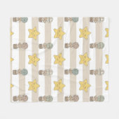 Cute Teddy Bear Hot Air Balloon Neutral Pattern 2 フリースブランケット (正面(横))