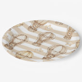 Cute Teddy Bear Hot Air Balloon Neutral Pattern 2 ペーパープレート (アングル)