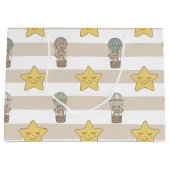 Cute Teddy Bear Hot Air Balloon Neutral Pattern 2 ラージペーパーバッグ (正面)