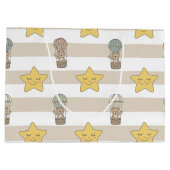 Cute Teddy Bear Hot Air Balloon Neutral Pattern 2 ラージペーパーバッグ (裏面)