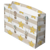 Cute Teddy Bear Hot Air Balloon Neutral Pattern 2 ラージペーパーバッグ (裏面アングル)