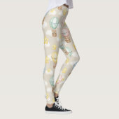 Cute Teddy Bear Hot Air Balloon Neutral Pattern 2 レギンス (右)