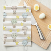 Cute Teddy Bear Hot Air Balloon Neutral Pattern 3 キッチンタオル (四つ折り)