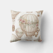 Cute Teddy Bear Hot Air Balloon Neutral Pattern 3 クッション (裏面)