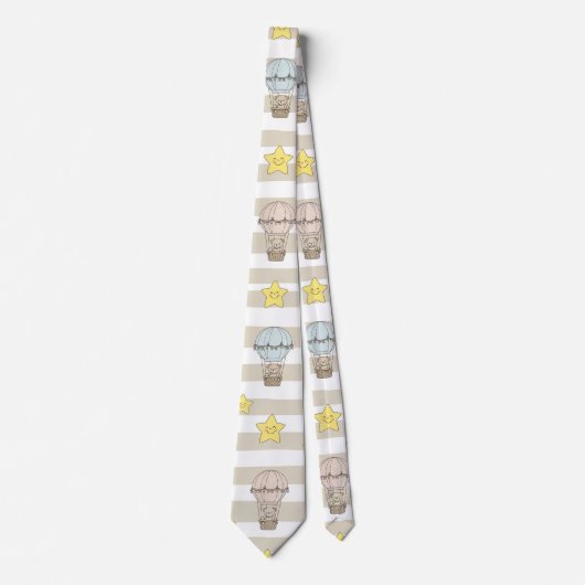 Cute Teddy Bear Hot Air Balloon Neutral Pattern 3 ネクタイ (正面)