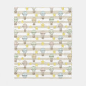 Cute Teddy Bear Hot Air Balloon Neutral Pattern 3 フリースブランケット (正面)