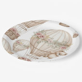 Cute Teddy Bear Hot Air Balloon Neutral Pattern 3 ペーパープレート (アングル)