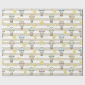 Cute Teddy Bear Hot Air Balloon Neutral Pattern 3 ラッピングペーパー (フラット)