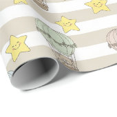 Cute Teddy Bear Hot Air Balloon Neutral Pattern 3 ラッピングペーパー (ロールコーナー)