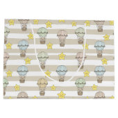 Cute Teddy Bear Hot Air Balloon Neutral Pattern 3 ラージペーパーバッグ (裏面)