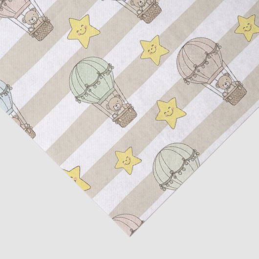 Cute Teddy Bear Hot Air Balloon Neutral Pattern 3 薄葉紙 (詳細)