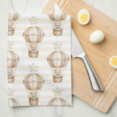 Cute Teddy Bear Hot Air Balloon Neutral Pattern 4 キッチンタオル (四つ折り)