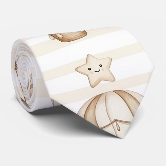 Cute Teddy Bear Hot Air Balloon Neutral Pattern 4 ネクタイ (ロール)