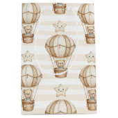 Cute Teddy Bear Hot Air Balloon Neutral Pattern 4 ミディアムペーパーバッグ (正面)