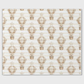 Cute Teddy Bear Hot Air Balloon Neutral Pattern 4 ラッピングペーパー (フラット)
