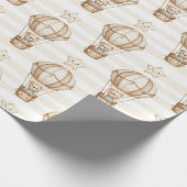 Cute Teddy Bear Hot Air Balloon Neutral Pattern 4 ラッピングペーパー (角)