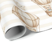 Cute Teddy Bear Hot Air Balloon Neutral Pattern 4 ラッピングペーパー (ロールコーナー)
