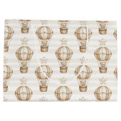 Cute Teddy Bear Hot Air Balloon Neutral Pattern 4 ラージペーパーバッグ (裏面)