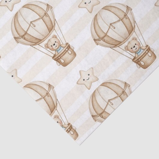 Cute Teddy Bear Hot Air Balloon Neutral Pattern 4 薄葉紙 (詳細)