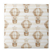 Cute Teddy Bear Hot Air Balloon Neutral Pattern 5 タイル (正面)