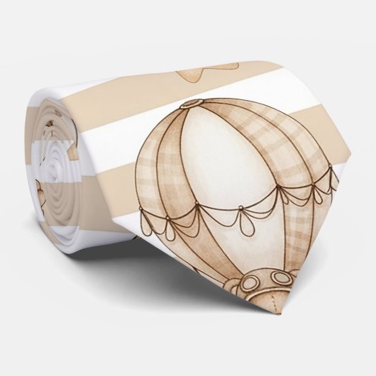 Cute Teddy Bear Hot Air Balloon Neutral Pattern 5 ネクタイ (ロール)