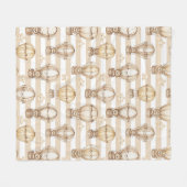 Cute Teddy Bear Hot Air Balloon Neutral Pattern 5 フリースブランケット (正面(横))