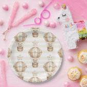 Cute Teddy Bear Hot Air Balloon Neutral Pattern 5 ペーパープレート (パーティー)