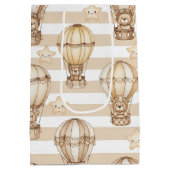 Cute Teddy Bear Hot Air Balloon Neutral Pattern 5 ミディアムペーパーバッグ (裏面)