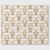 Cute Teddy Bear Hot Air Balloon Neutral Pattern 5 ラッピングペーパー (フラット)