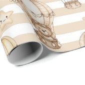 Cute Teddy Bear Hot Air Balloon Neutral Pattern 5 ラッピングペーパー (ロールコーナー)