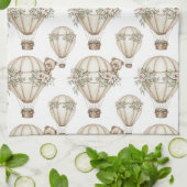 Cute Teddy Bear Hot Air Balloon Neutral Pattern 6 キッチンタオル (折り畳み)