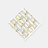 Cute Teddy Bear Hot Air Balloon Neutral Pattern 6 スタンダードカクテルナプキン (角)