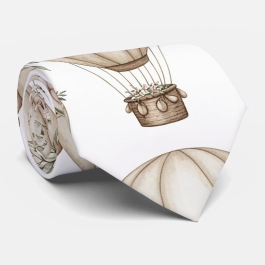 Cute Teddy Bear Hot Air Balloon Neutral Pattern 6 ネクタイ (ロール)