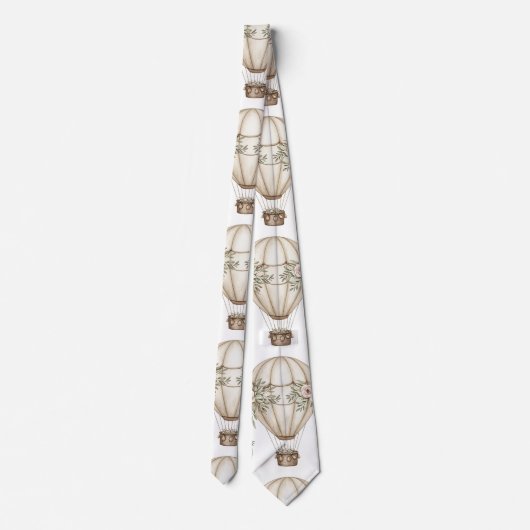 Cute Teddy Bear Hot Air Balloon Neutral Pattern 6 ネクタイ (裏面)