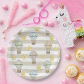 Cute Teddy Bear Hot Air Balloon Neutral Pattern 6 ペーパープレート (パーティー)