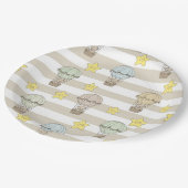 Cute Teddy Bear Hot Air Balloon Neutral Pattern 6 ペーパープレート (アングル)