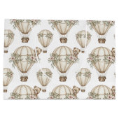 Cute Teddy Bear Hot Air Balloon Neutral Pattern 6 ラージペーパーバッグ (裏面)