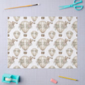 Cute Teddy Bear Hot Air Balloon Neutral Pattern 6 薄葉紙 (クラフト)