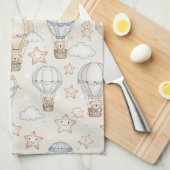 Cute Teddy Bear Hot Air Balloon Neutral Pattern 7 キッチンタオル (四つ折り)