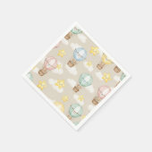 Cute Teddy Bear Hot Air Balloon Neutral Pattern 7 スタンダードカクテルナプキン (角)